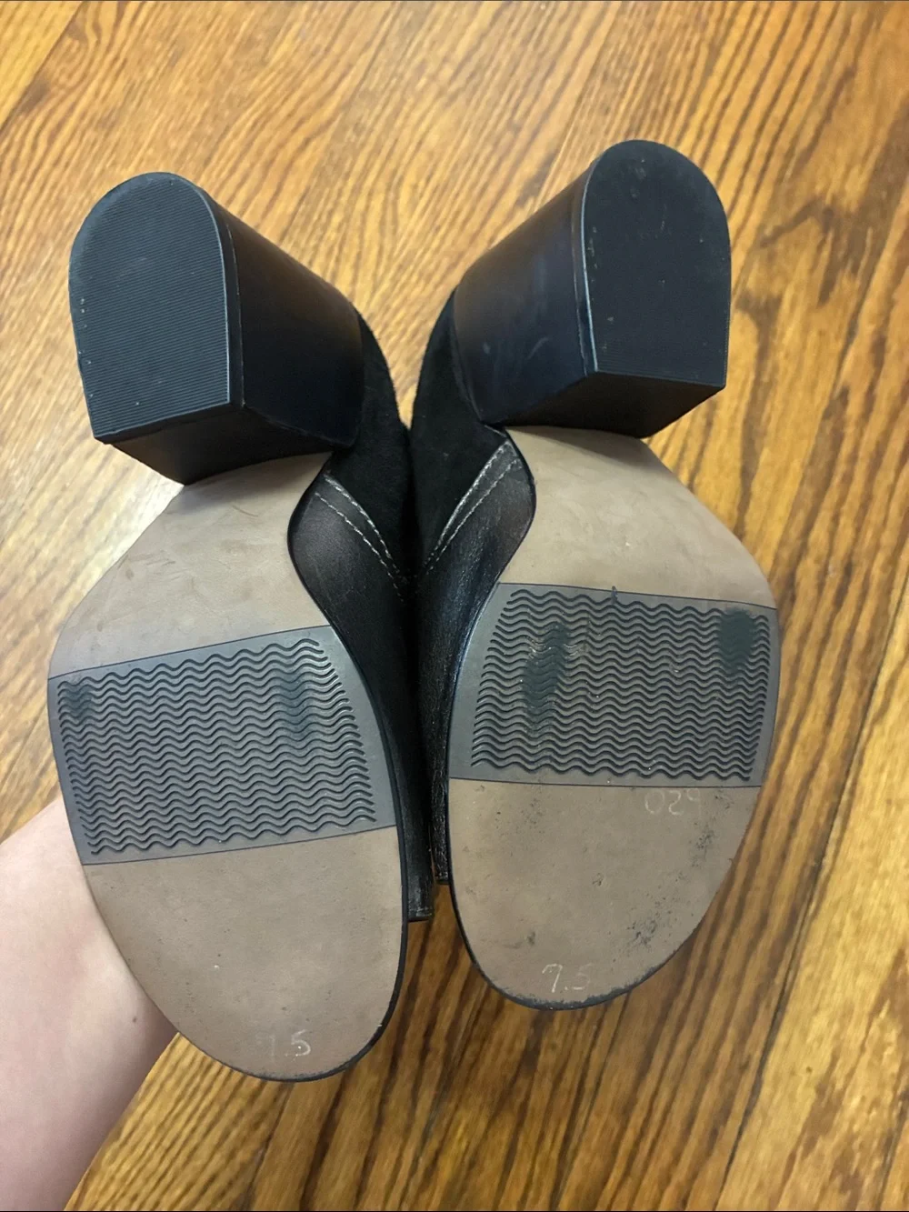 Naked feet Black Leather open toe Ankle Boots size 7.5